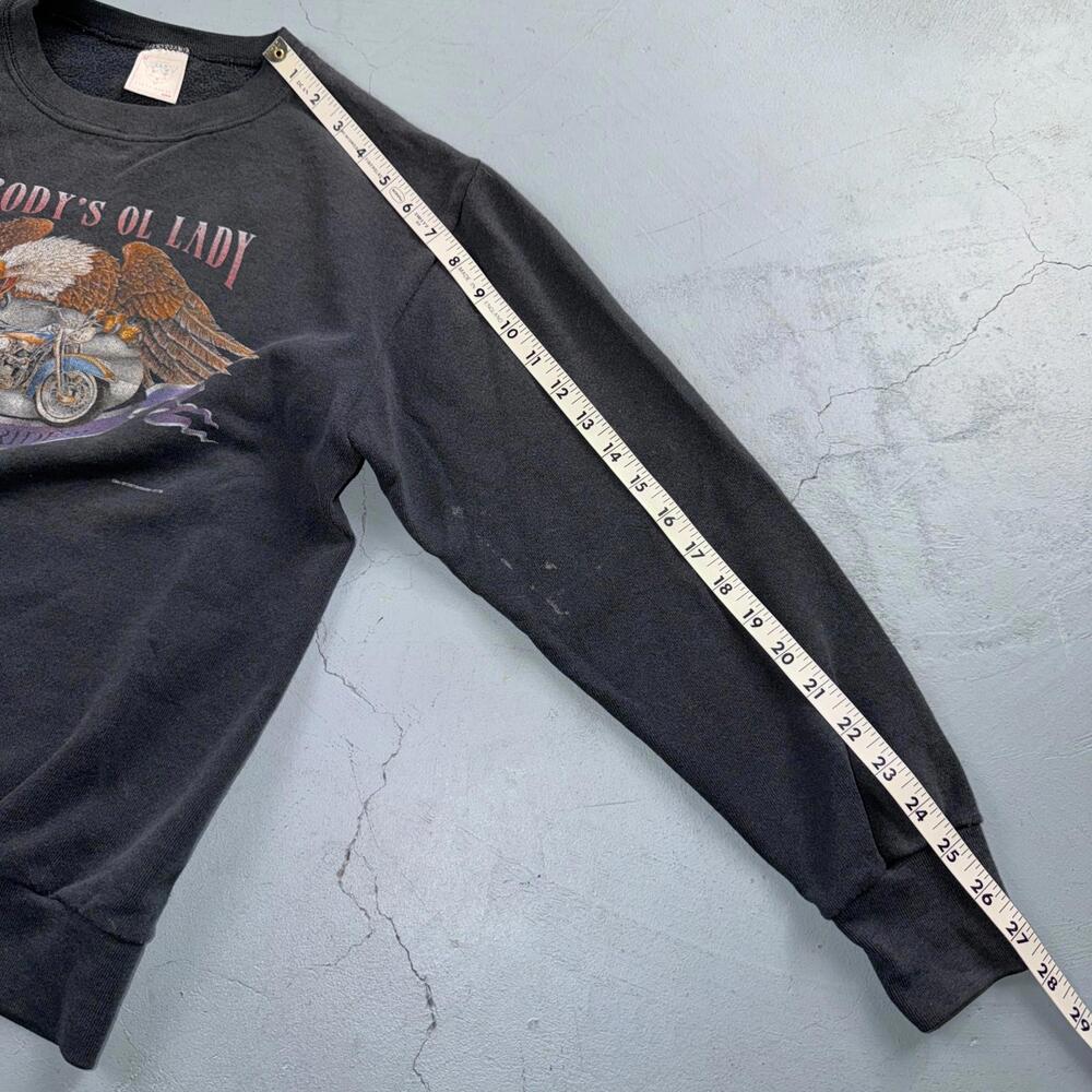 VTG 80s Harley Davidson Motorcycle Sweatshirt Nobodys Ol Lady Joliet 3D Emblem - Picture 6 of 11